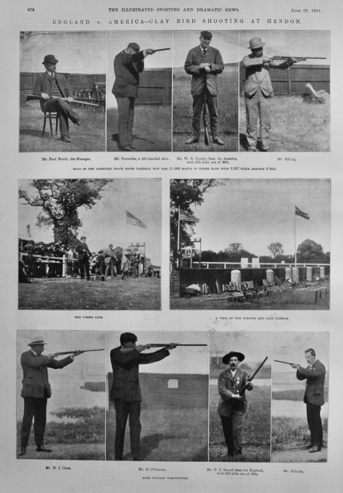 England v. America- Clay Bird Shooting at Hendon.  1901.