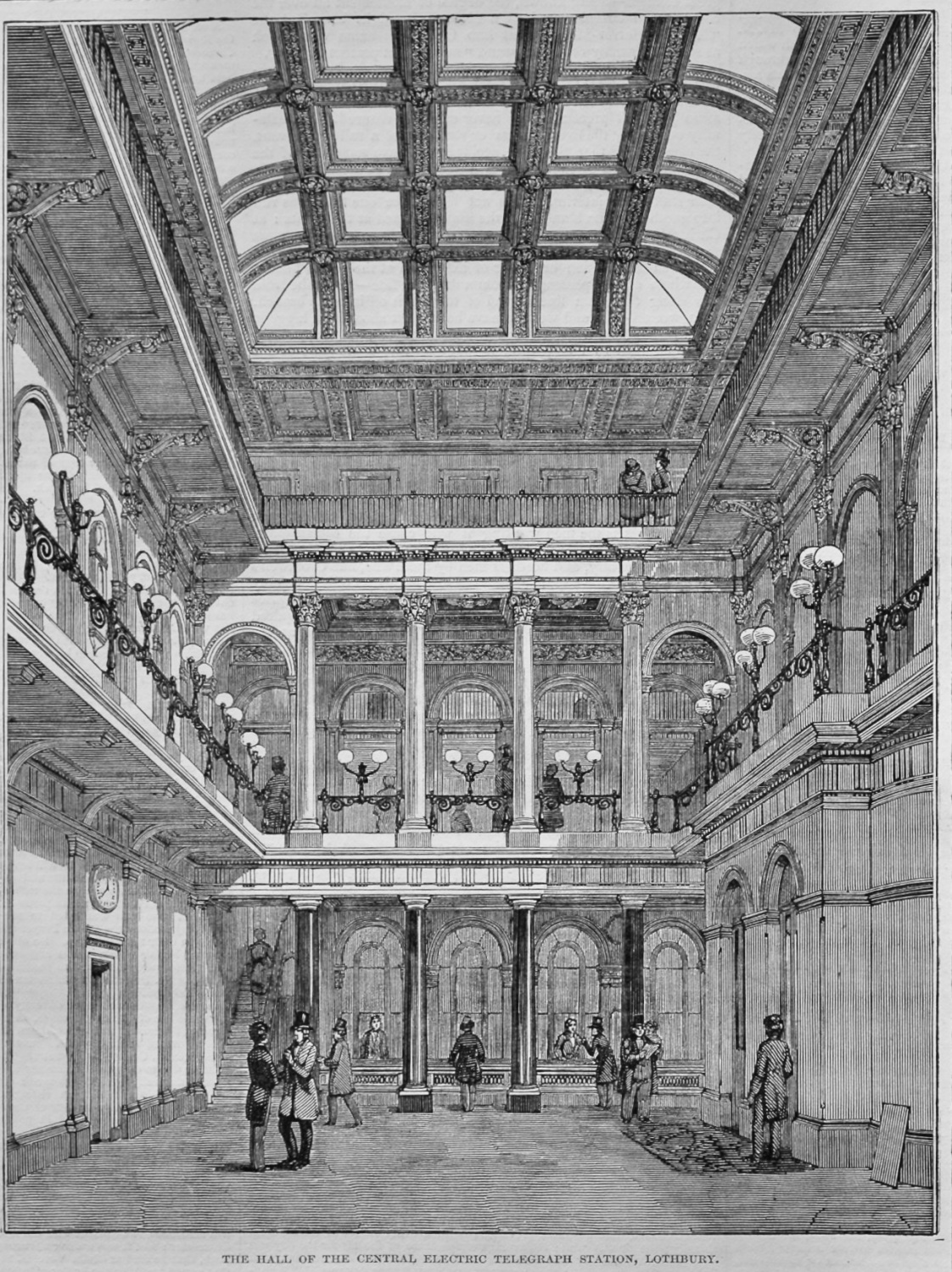 The Hall of the Central Electric Telegraph Station, Lothbury.  1848.