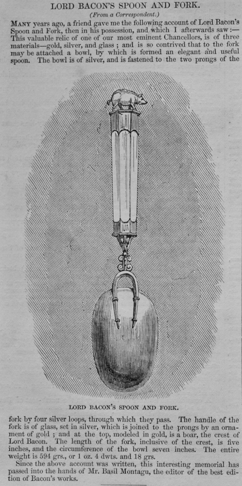 Lord Bacon's Spoon and Fork.  1848.