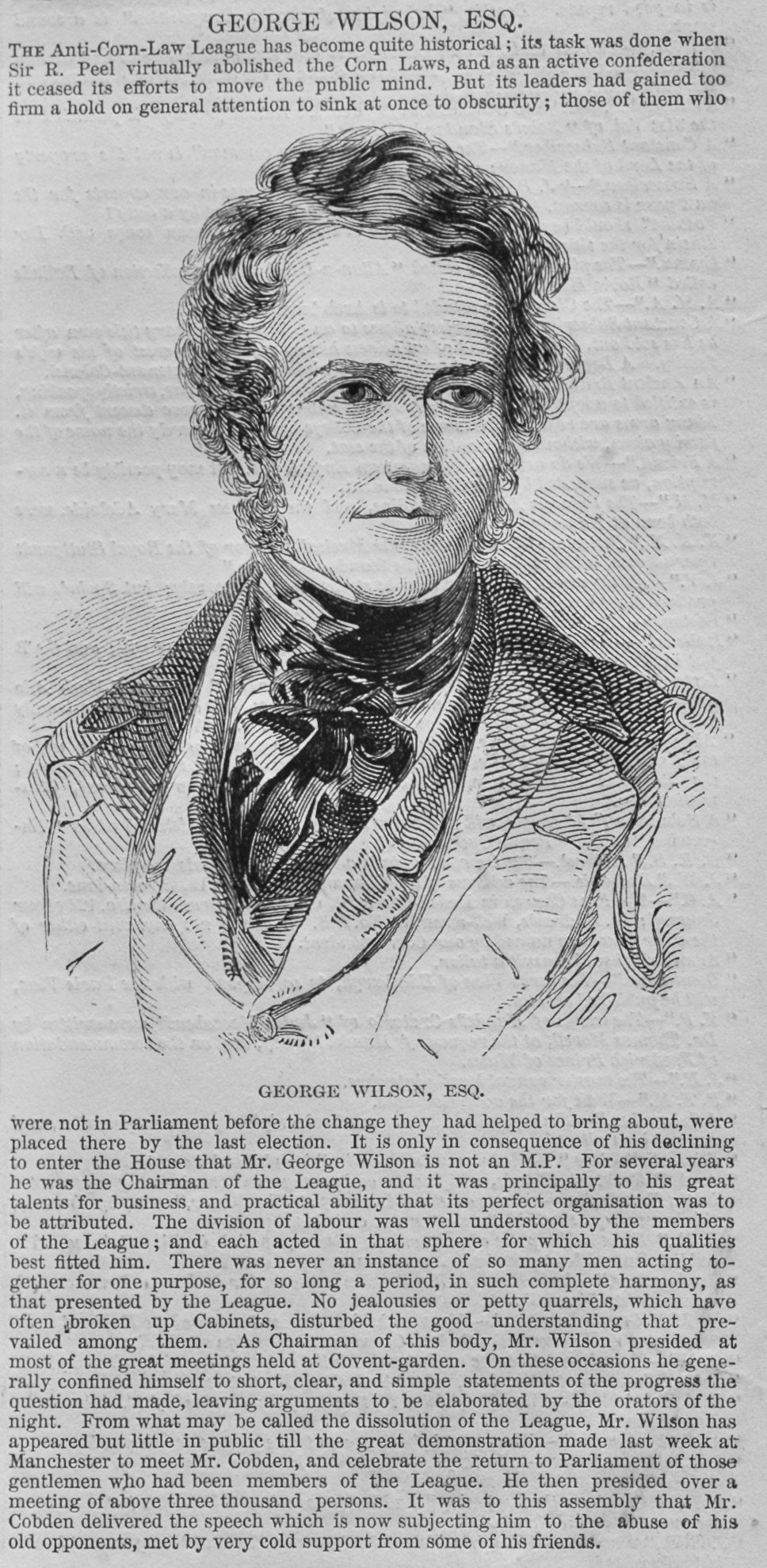 George Wilson Esq. (Chairman of the Anti Corn-Law League)  1848.