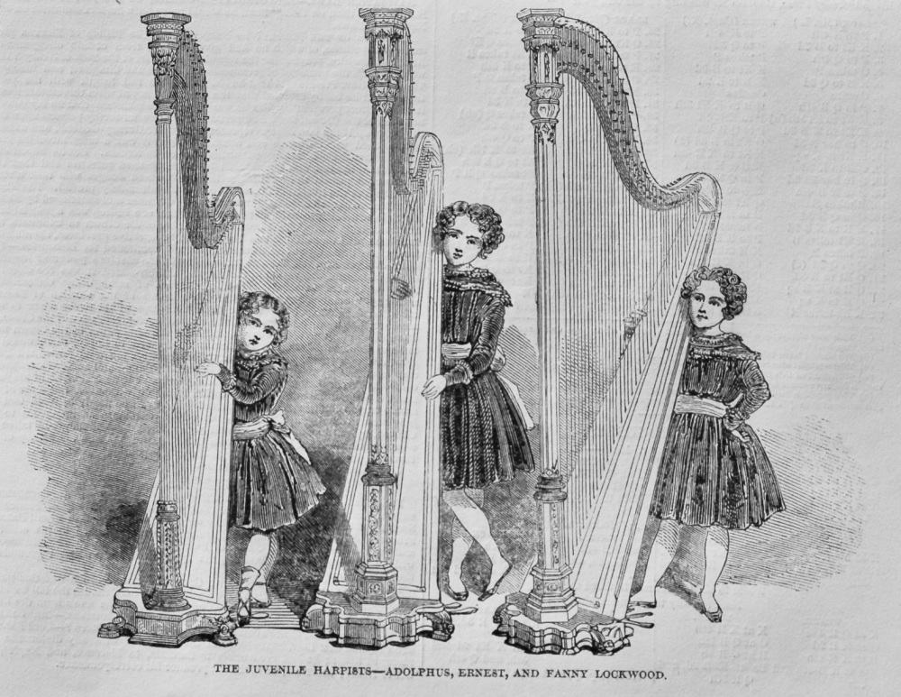 The Juvenile Harpists- Adolphus, Ernest, and Fanny Lockwood.  1848.