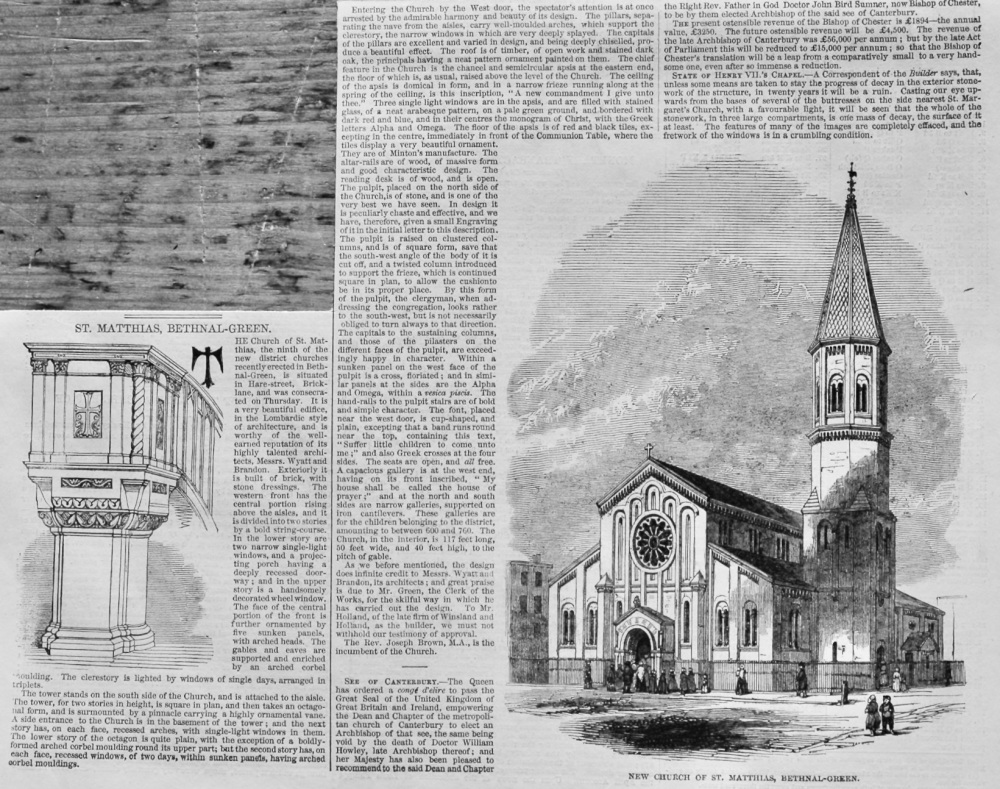 New Church of St. Matthias, Bethnal-Green.  1848.