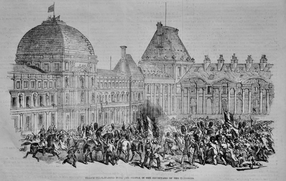 Troops Fraternizing with the People in the Courtyard of the Tuileries.  (French Revolution)  1848.