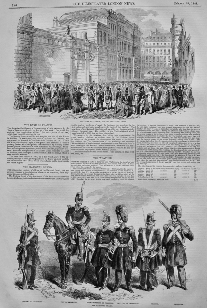 The Bank of France. &  The National Guard.  (French Revolution)  1848.