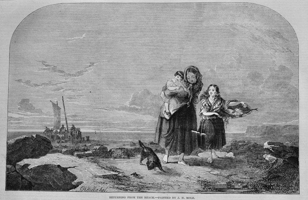 Returning from the Beach.- Painted by J. H. Mole.  1848.