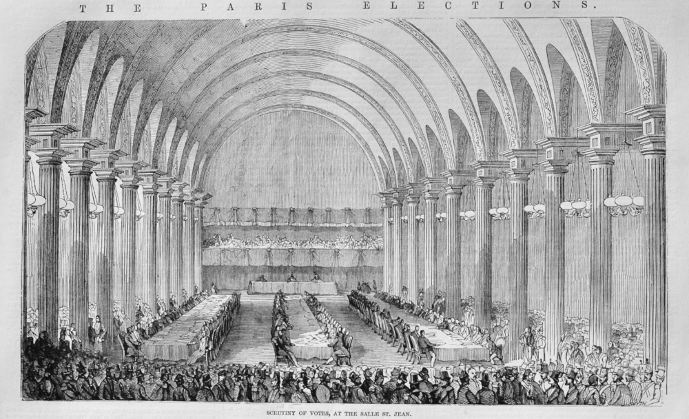 The Paris Elections.- Scrutiny of Votes, at the Salle St. Jean.  1848.