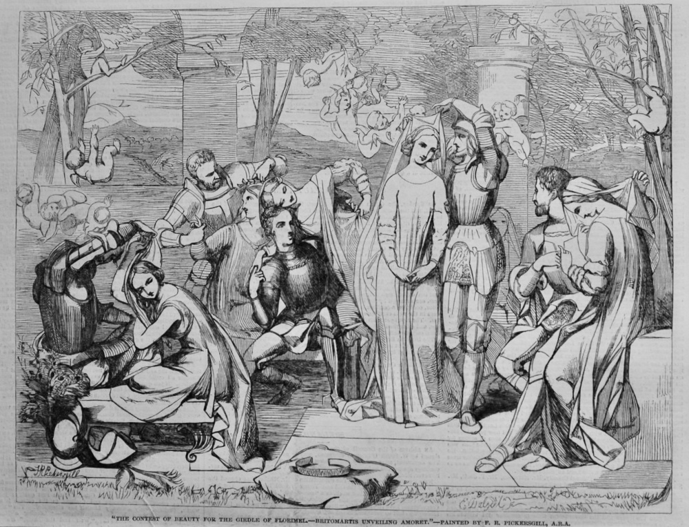 "The Contest of Beauty for the Girdle of Florimel.- Britomartis unveiling Amoret."- Painted by F. R. Pickersgill,  A.R.A.  1848.