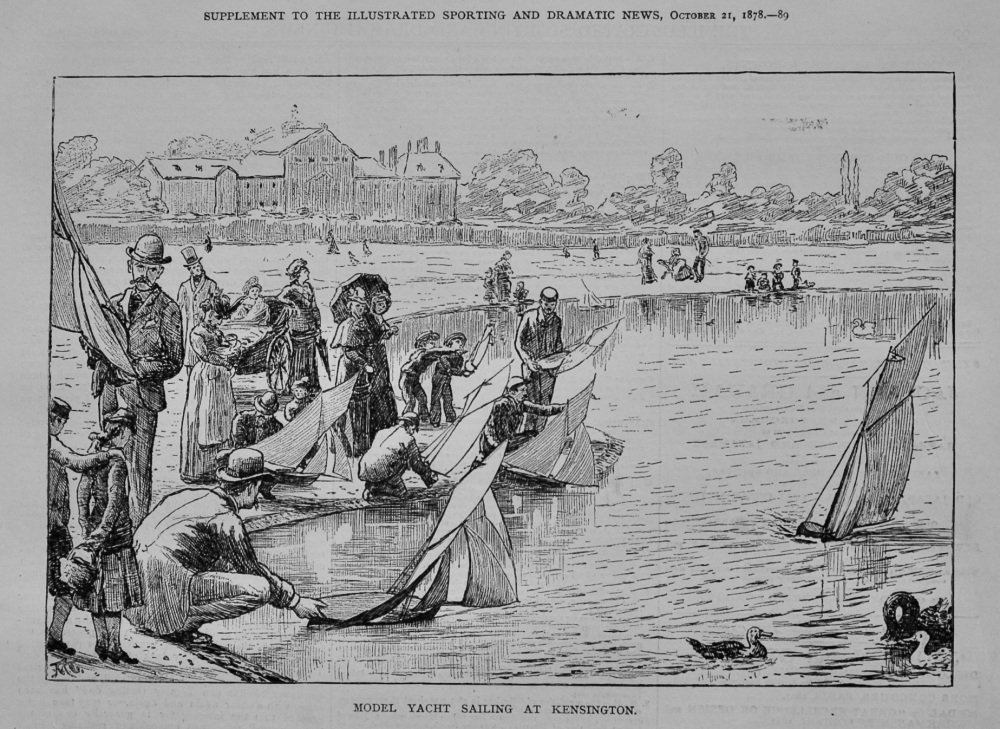 Model Yacht Sailing at Kensington.  1878.