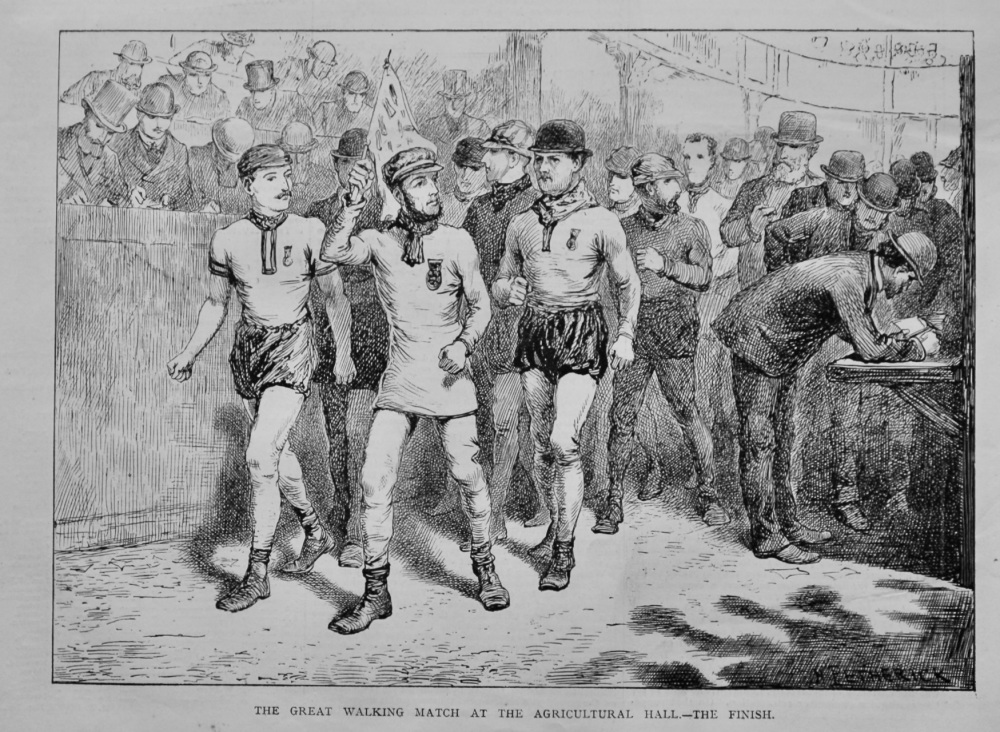 The Great Walking Match at the Agricultural Hall.- The Finish.  1878.