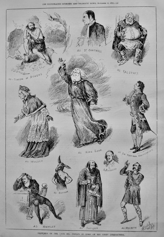Sketches of the Late Mr. Phelps in some of His Chief Characters.  1878.