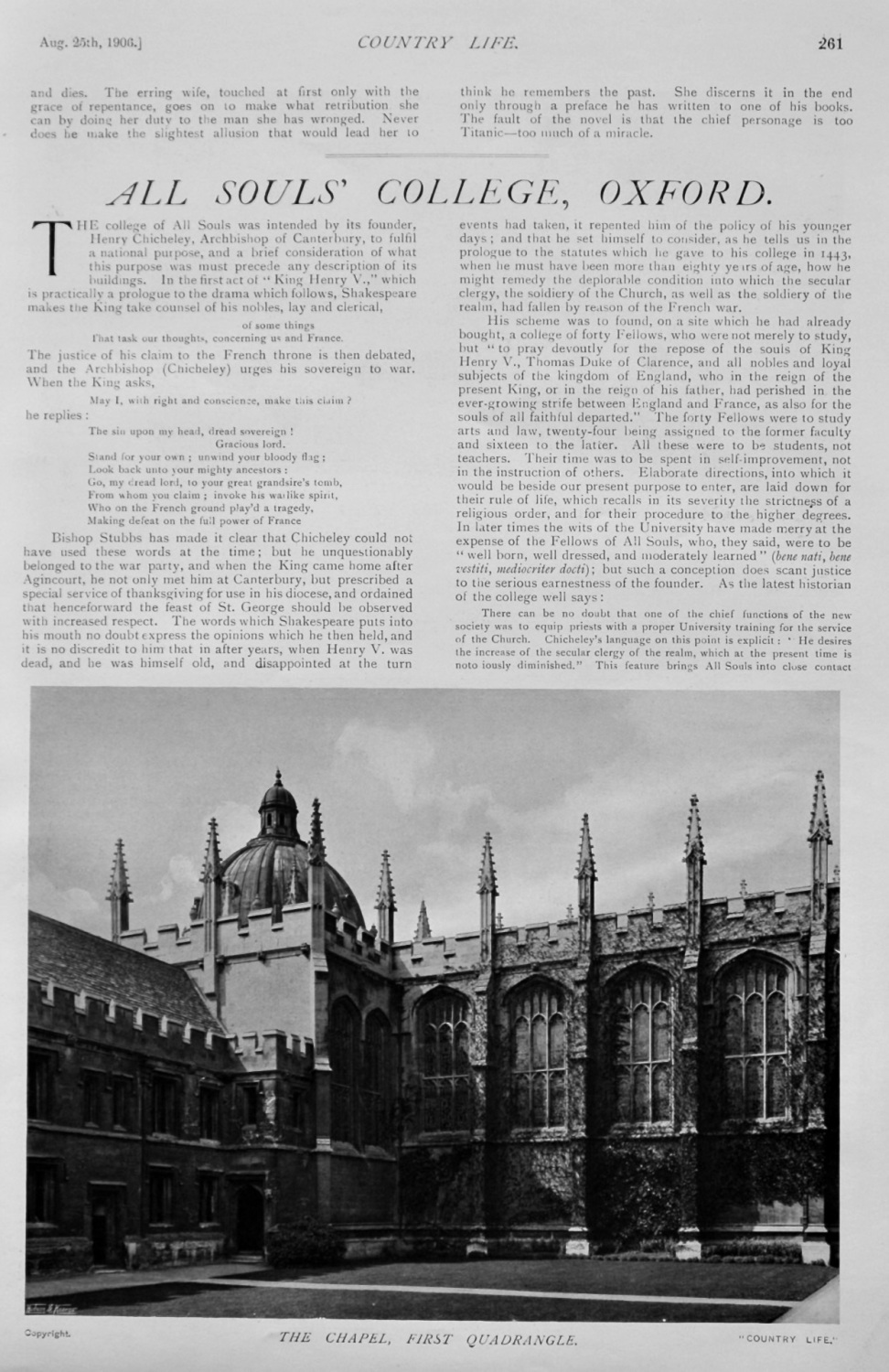 All Souls' College, Oxford.  1906.