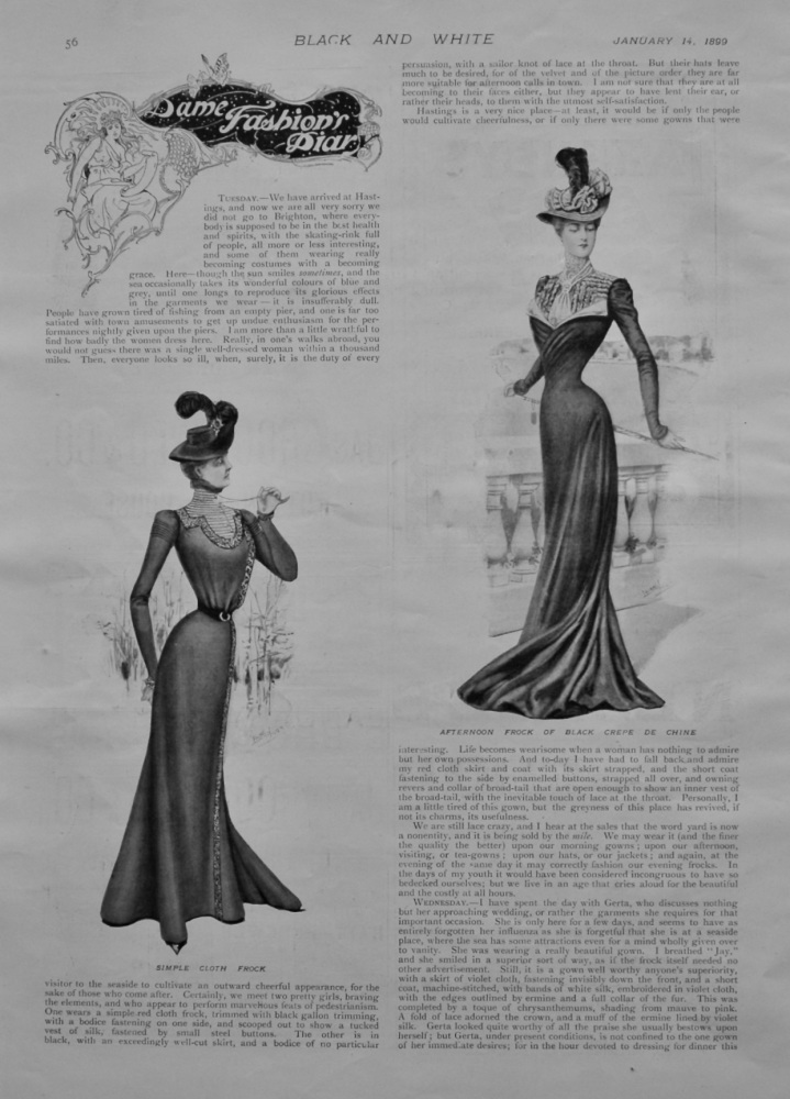 Dame Fashion's Diary. January 14th, 1899.