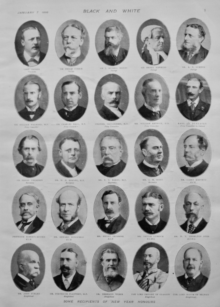 Some Recipients of New Years Honours.  1899.