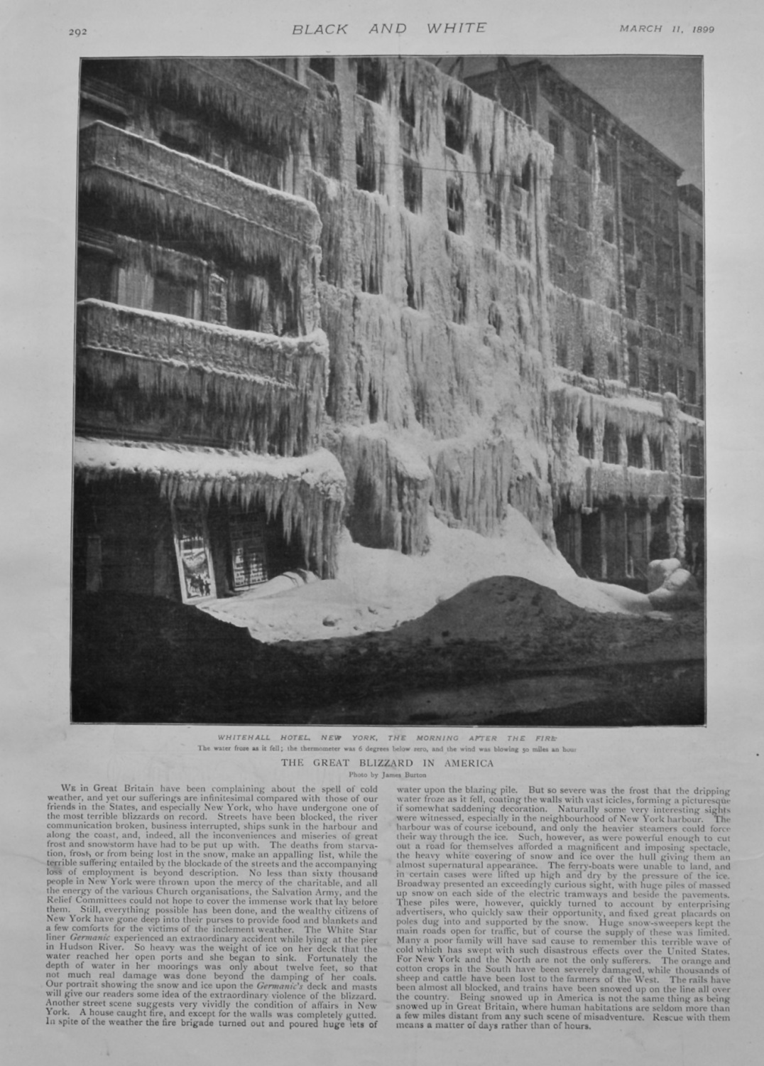 The Great Blizzard in America.  1899.
