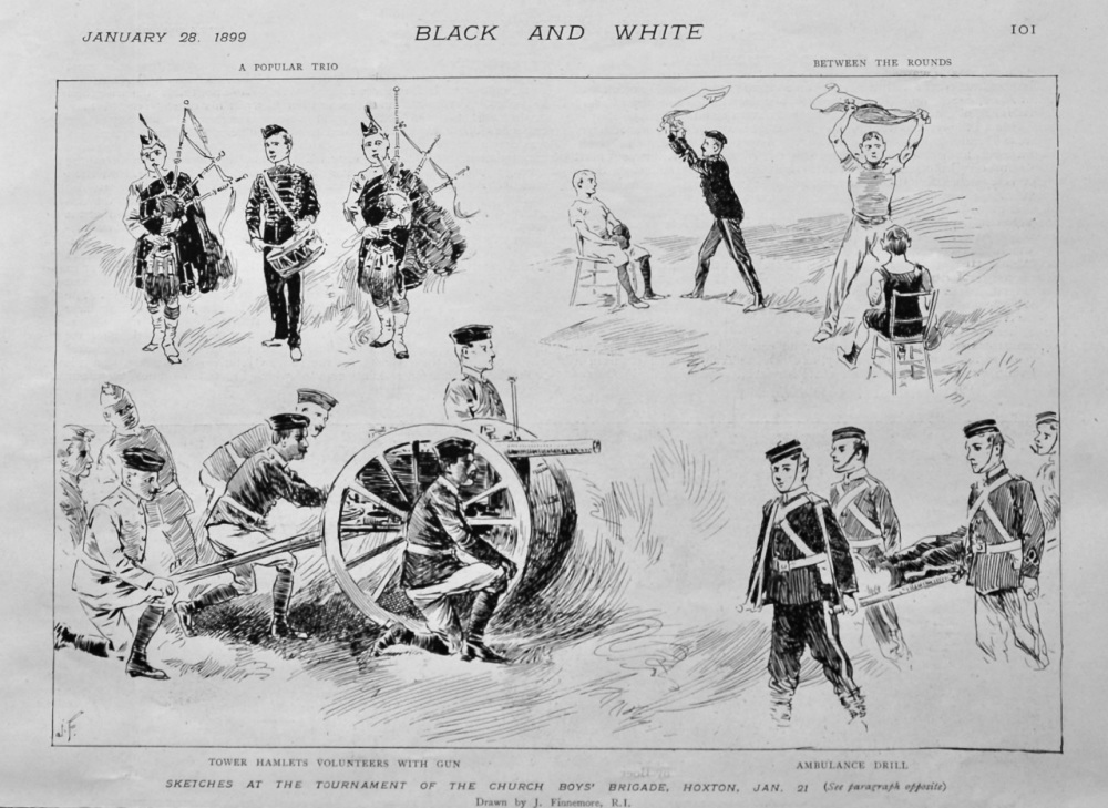 Sketches at the Tournament of the Church Boys' Brigade, Hoxton, Jan. 21st 1899.  