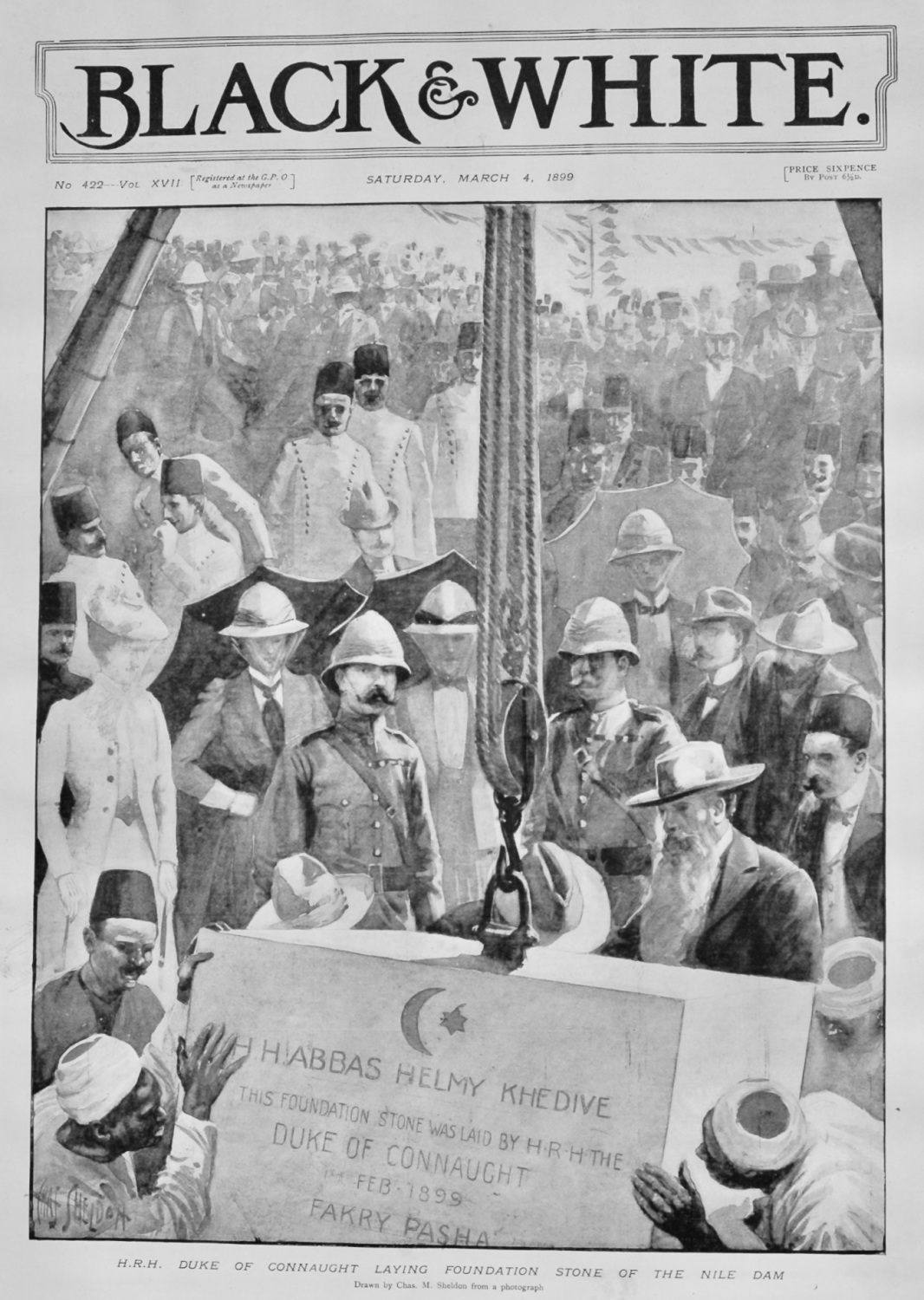 H.R.H. Duke of Connaught Laying Foundation Stone of the Nile Dam.  1899.