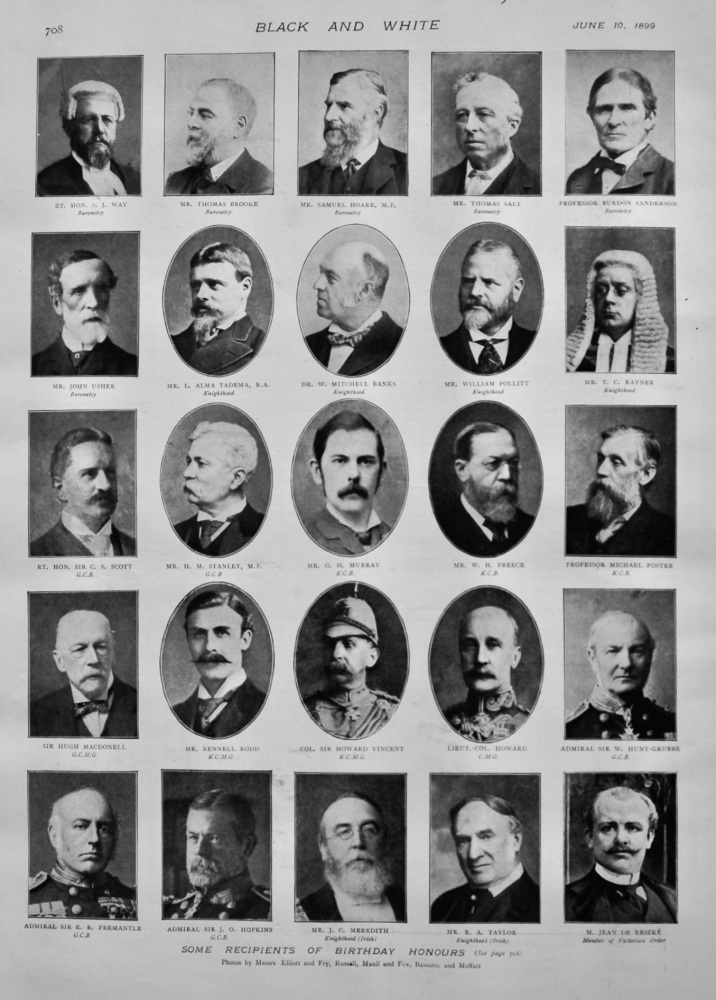 Some Recipients of Birthday Honours.  1899.