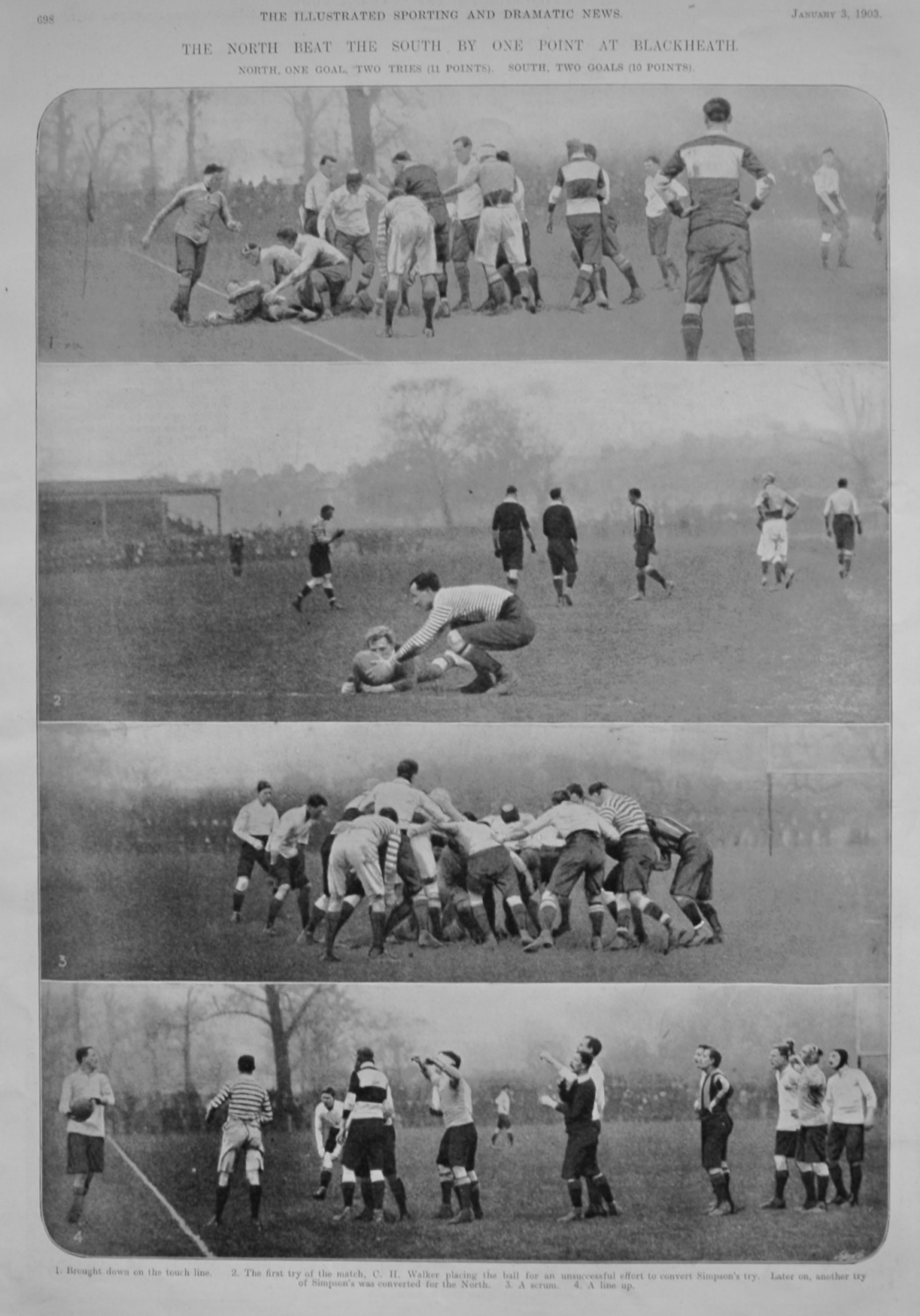 The North Beat the South by One Point at Blackheath, (Rugby)  1903.