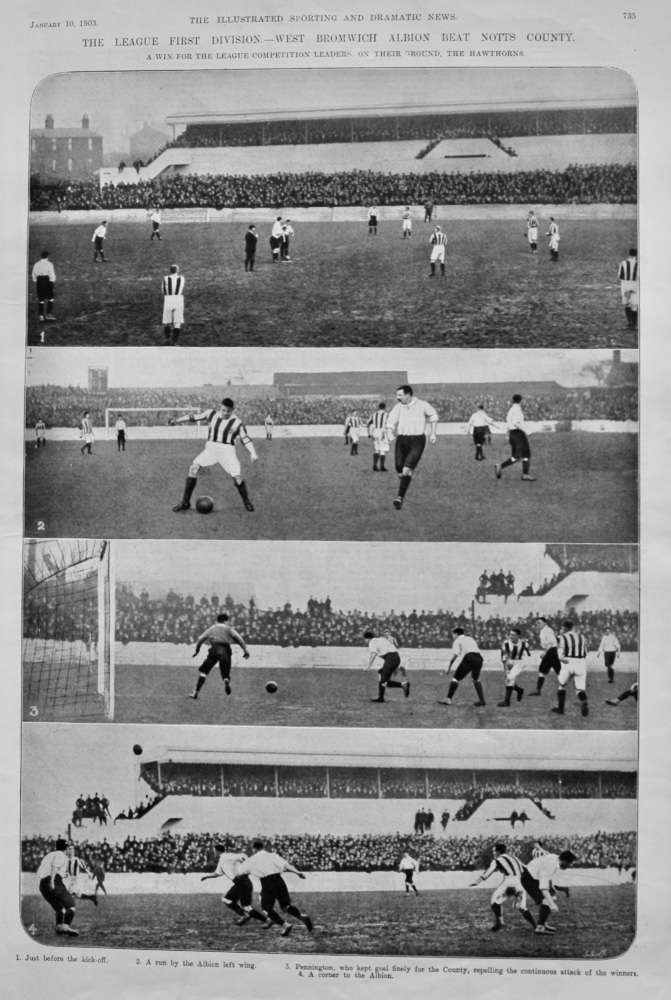 The League First Division.- West Bromwich Albion Beat Notts County.  1903.