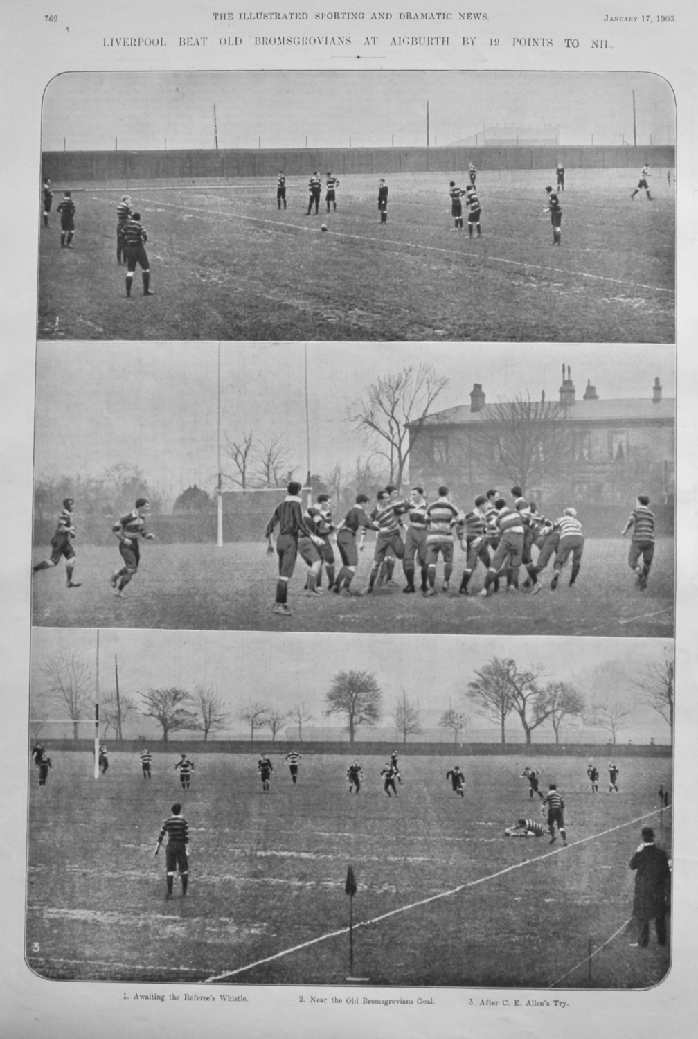 Liverpool Beat Old Bromsgrovians at Aigburth by 19 Points to Nil. 1903. (Ru