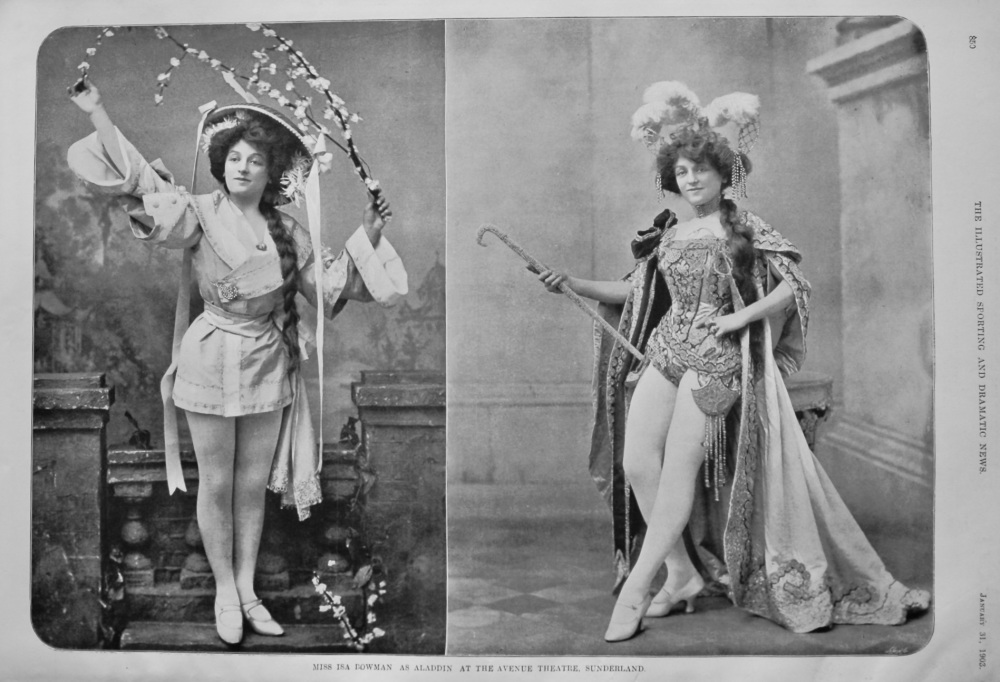 Miss Isa Bowman as Aladdin at the Avenue Theatre, Sunderland.  1903.