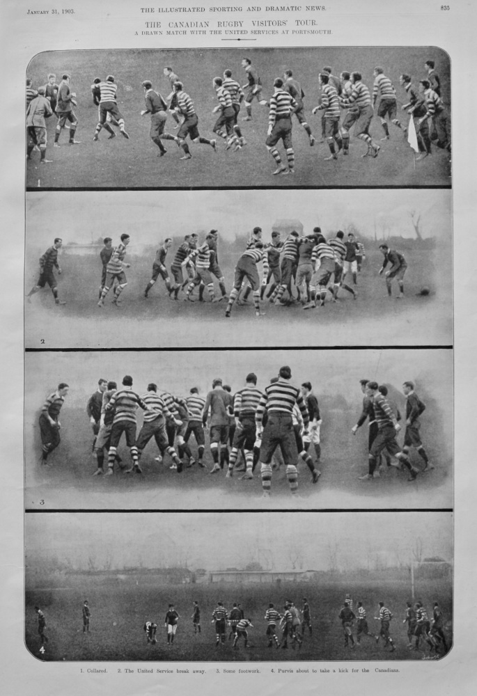 The Canadian Rugby Visitors' Tour. :  A Drawn Match with the United Services at Portsmouth.  1903.