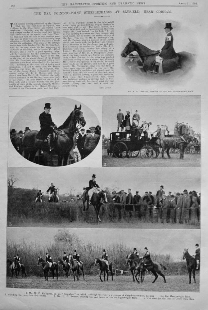 The Bar Point-to-Point Steeplechases at Slyfield, near Cobham.  1903.