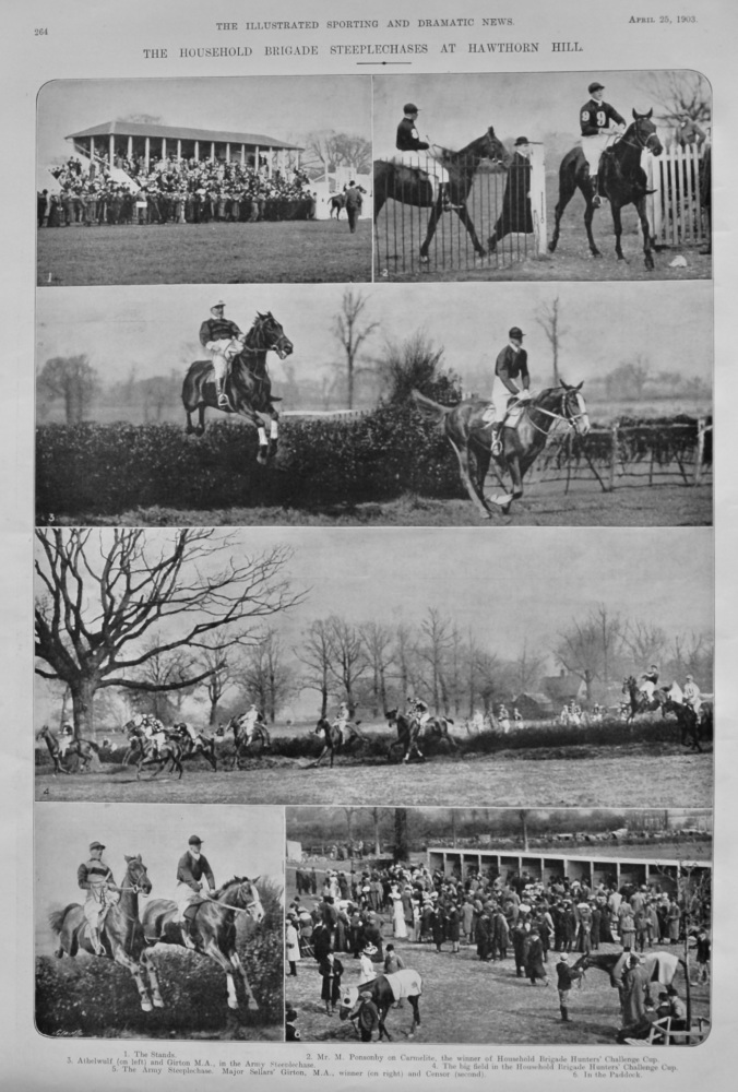 The Household Brigade Steeplechases at Hawthorn Hill.  1903.