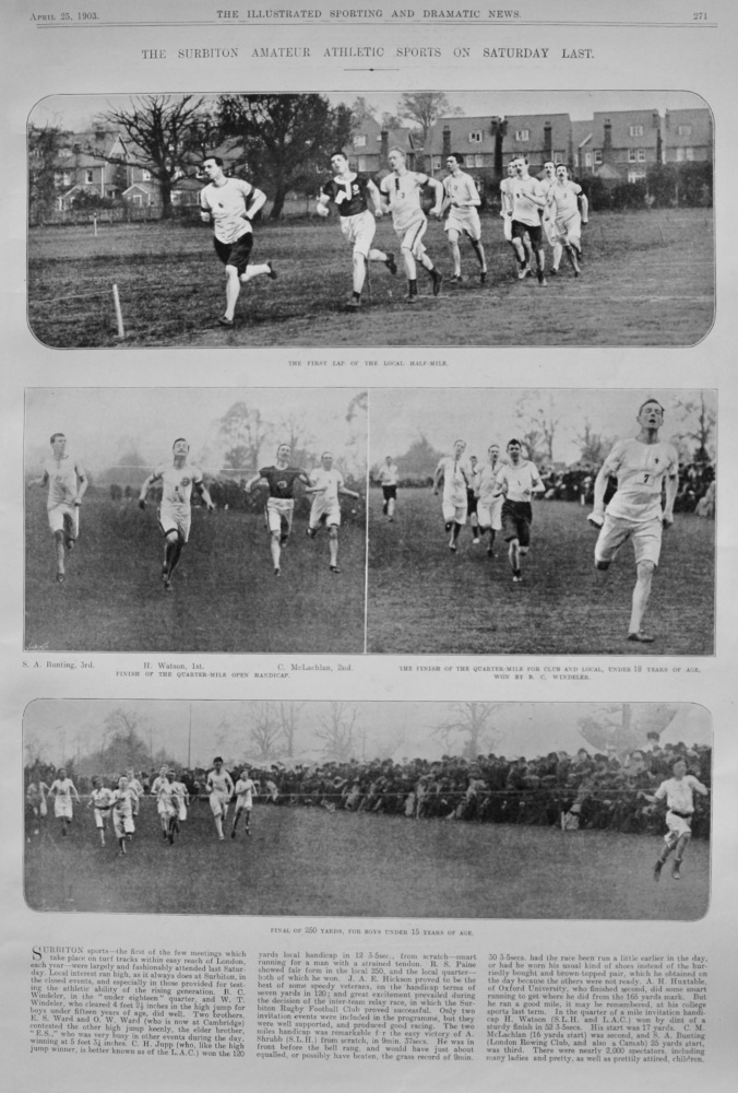 The Surbiton Amateur Athletic Sports on Saturday Last.  1903.