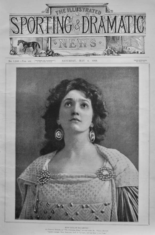 Miss Lillah McCarthy as Princess Zebuda,  in "The Christian King," on tour with Mr. Wilson Barrett.  1903.