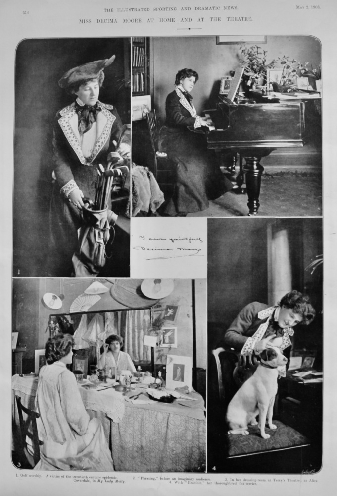 Miss Decima Moore at Home and at the Theatre.  1903.