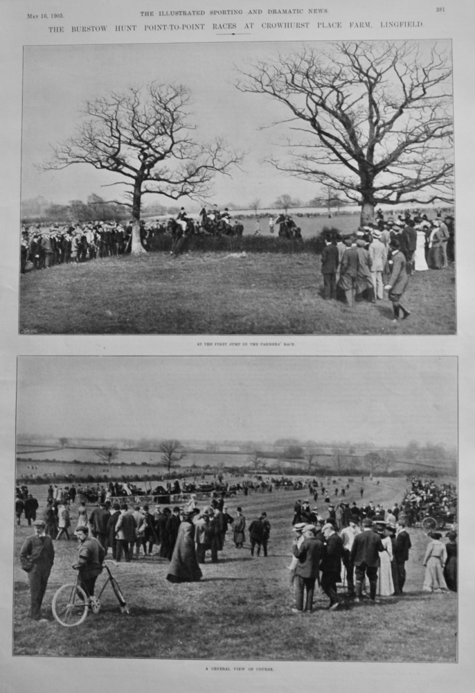 The Burstow Hunt Point-to-Point Races at Crowhurst Place Farm, Lingfield.  1903.
