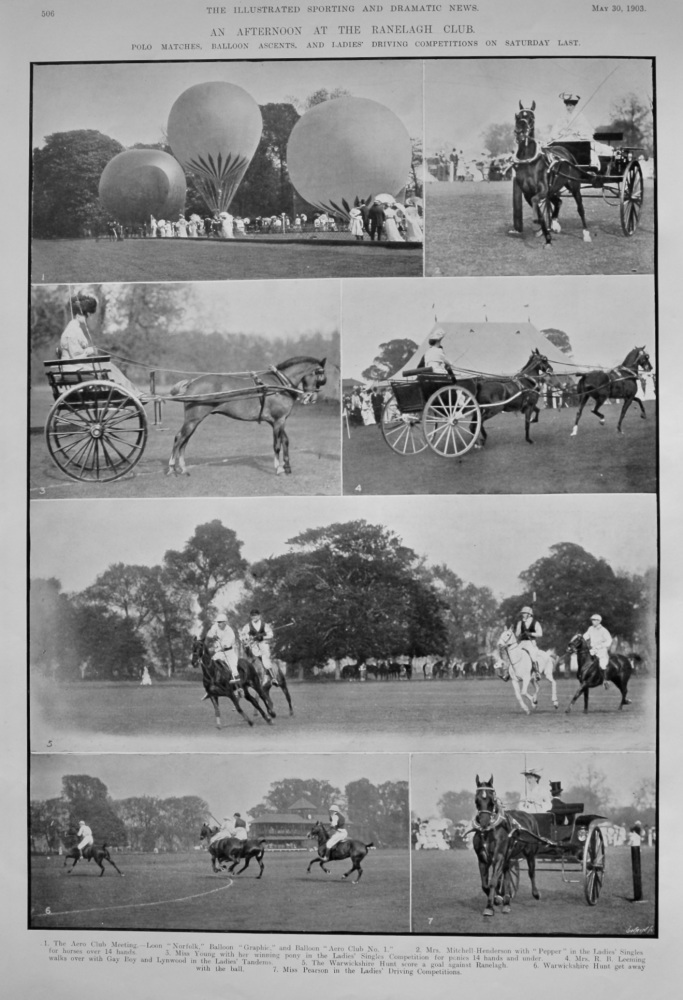An Afternoon at the Ranelagh Club. :  Polo Matches, Balloon Ascents, and Ladies' Driving Competitions. 1903.
