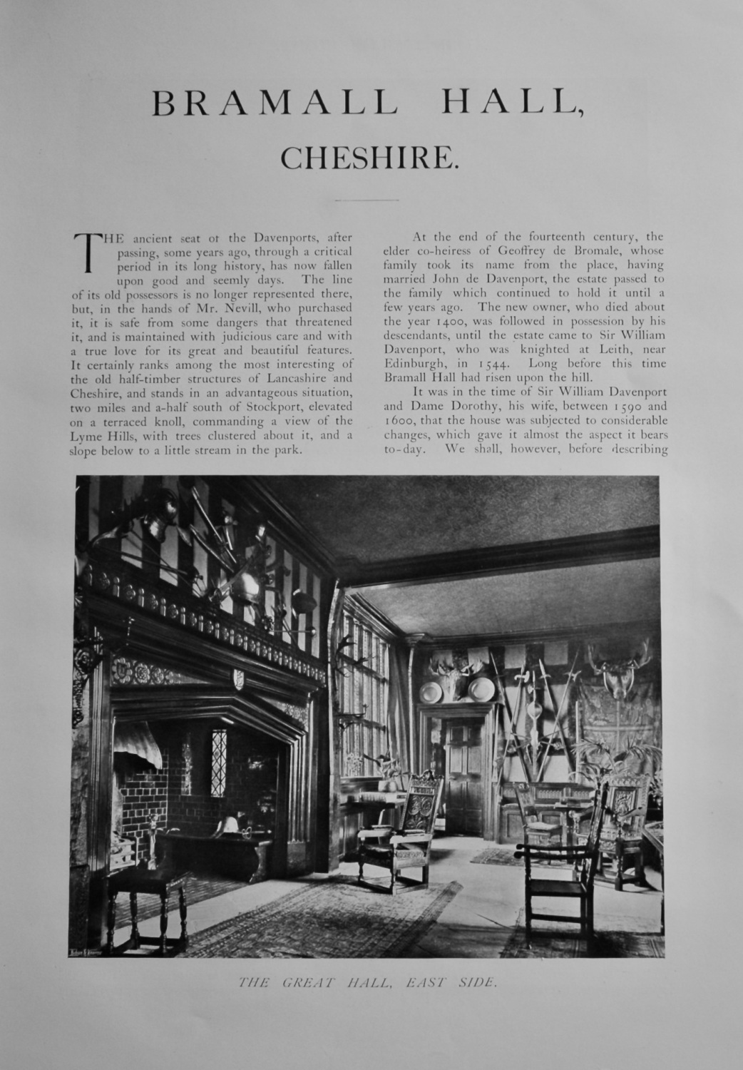 Bramall Hall, Cheshire.  1904.