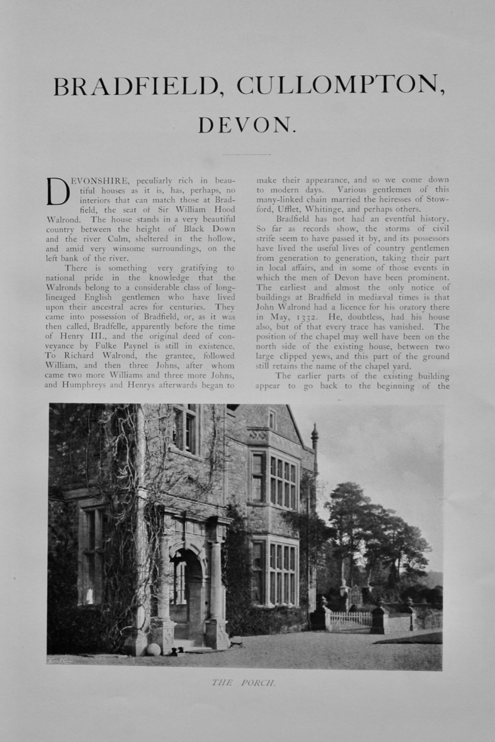 Bradfield, Cullompton, Devon.  1904.