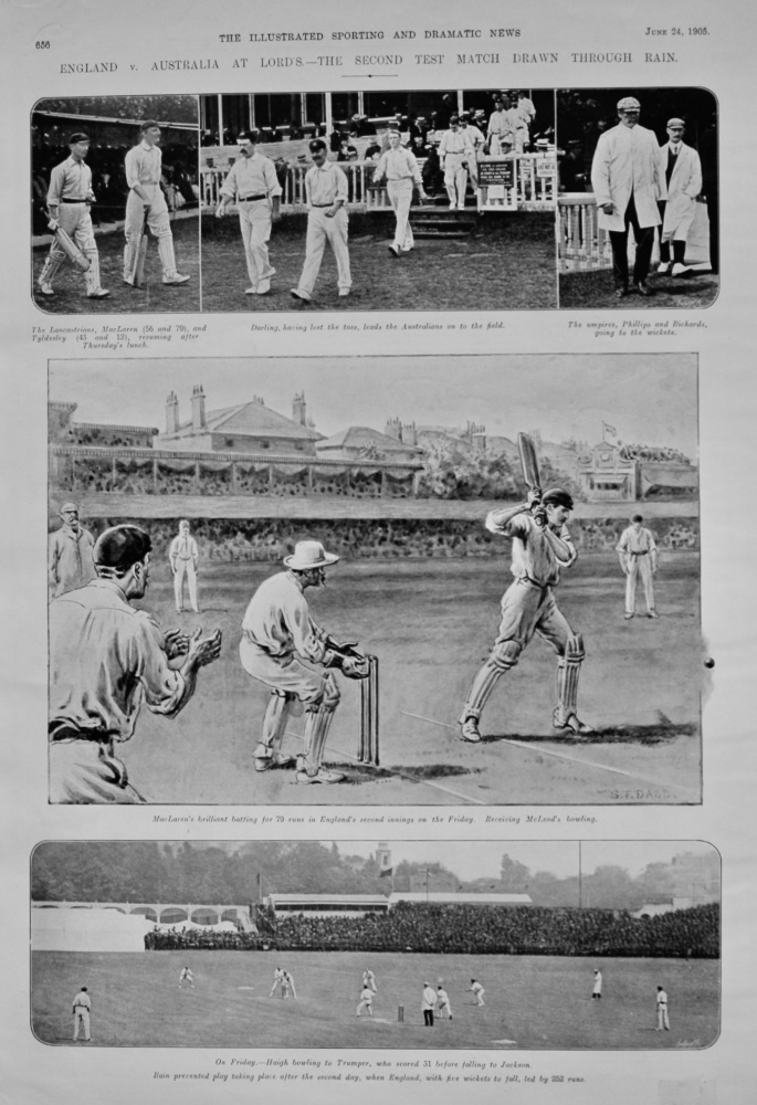 England v. Australia at Lord's. - The Second Test Match Drawn through Rain.  1905.