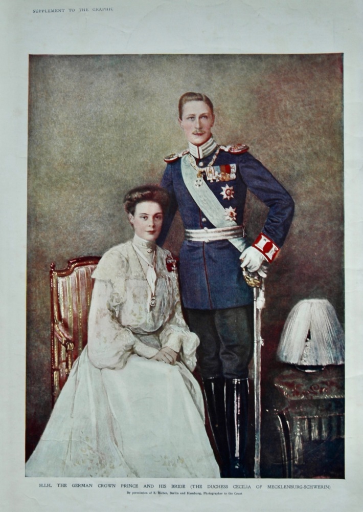 H.I.H. The German Crown Prince and His Bride (The Duchess Cecilia of Mecklenburg-Schwerin). 1905.