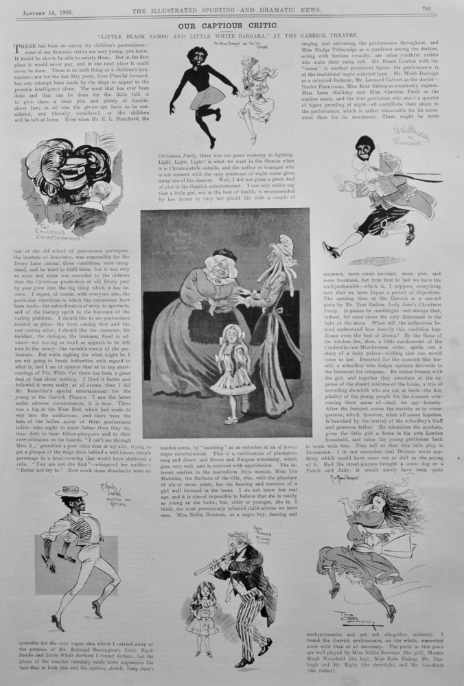 Our Captious Critic. : "Little Black Sambo and Little White Barbara," at the Garrick Theatre.  1905.