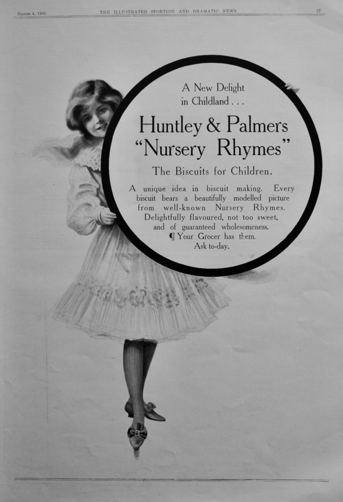 Huntley & Palmers. "Nursery Rhymes"  The Biscuits for Children.  1905.
