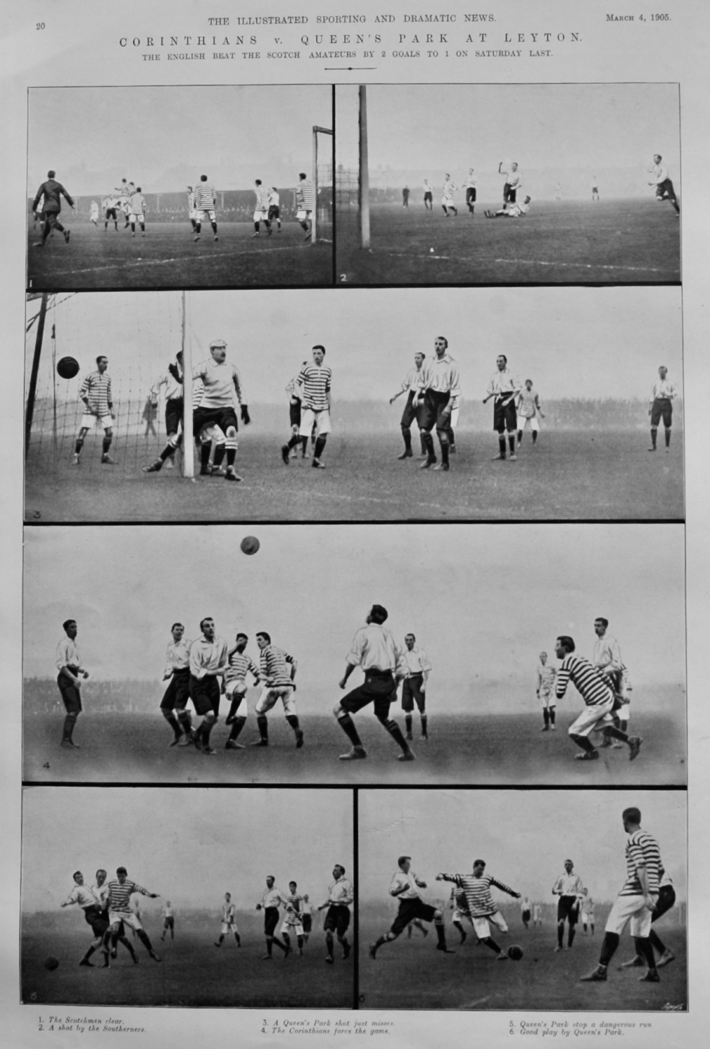 Corinthians v. Queen's Park at Leyton.  1905. (Football).