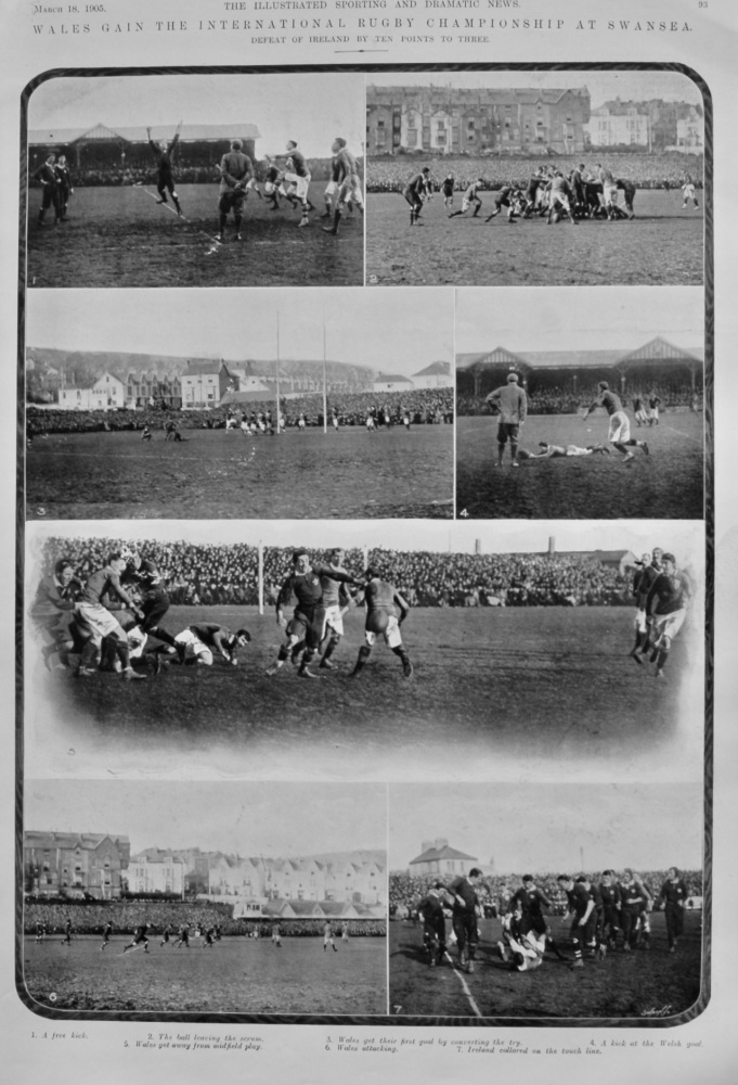 Wales Gain the International Rugby Championship at Swansea.  1905.
