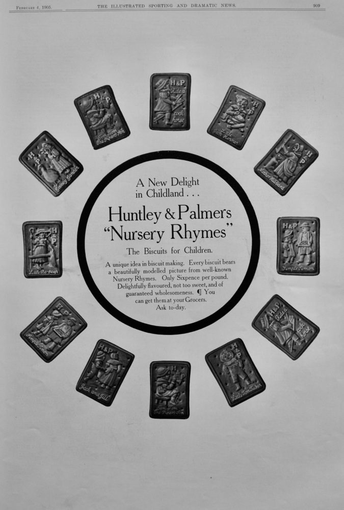 Huntley & Palmers "Nursery Rhymes" the Biscuits for Children.  1905.