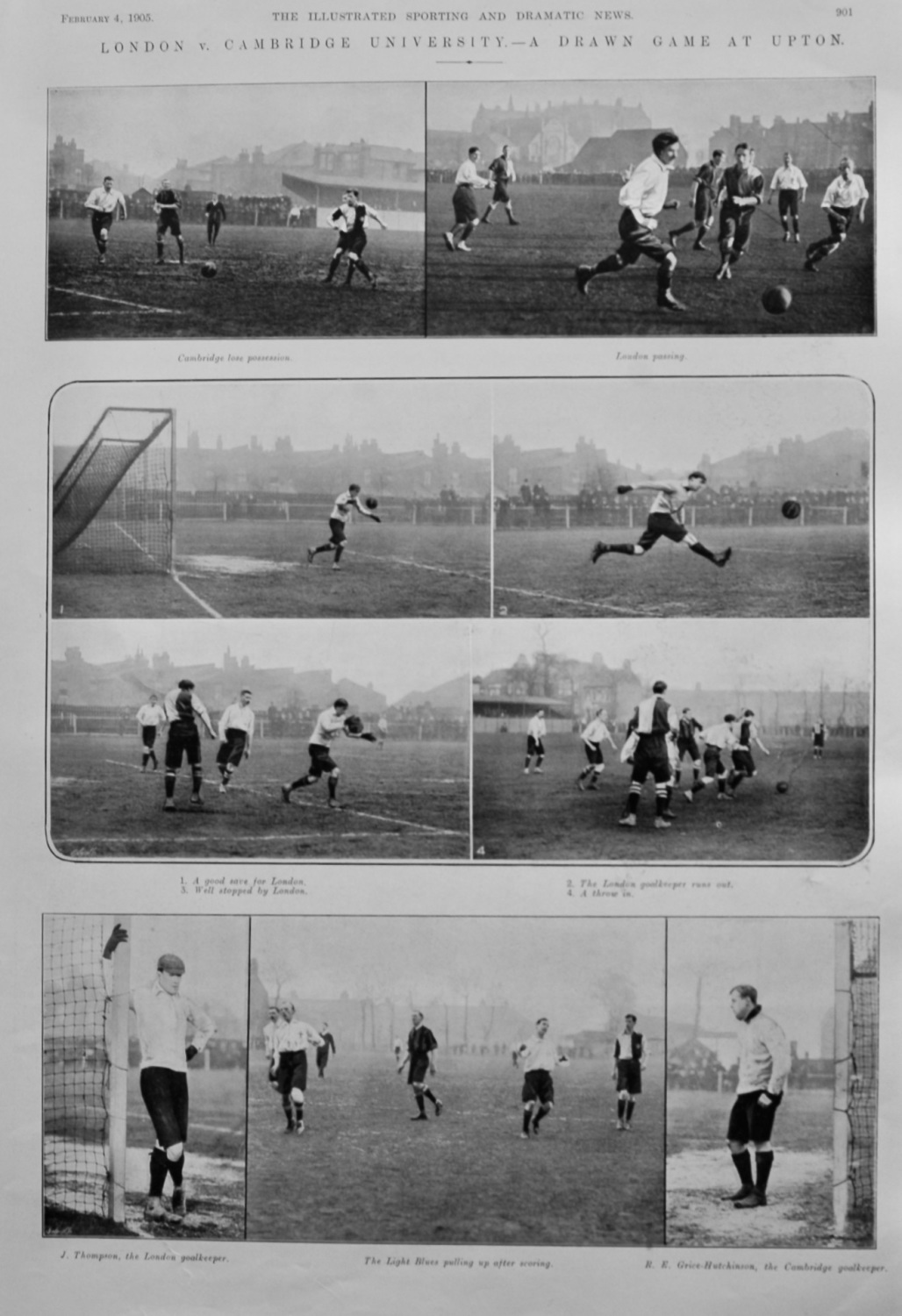 London v. Cambridge University.- A Drawn Game at Upton.  (Football)  1905.