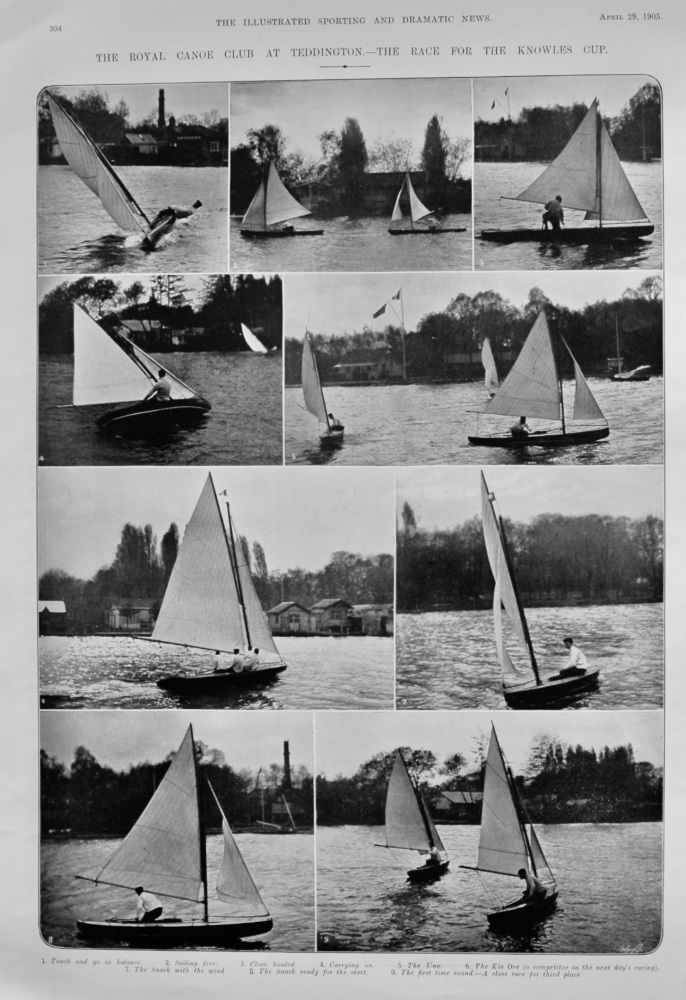 The Royal Canoe Club at Teddington.- The Race for the Knowles Cup.  1905.