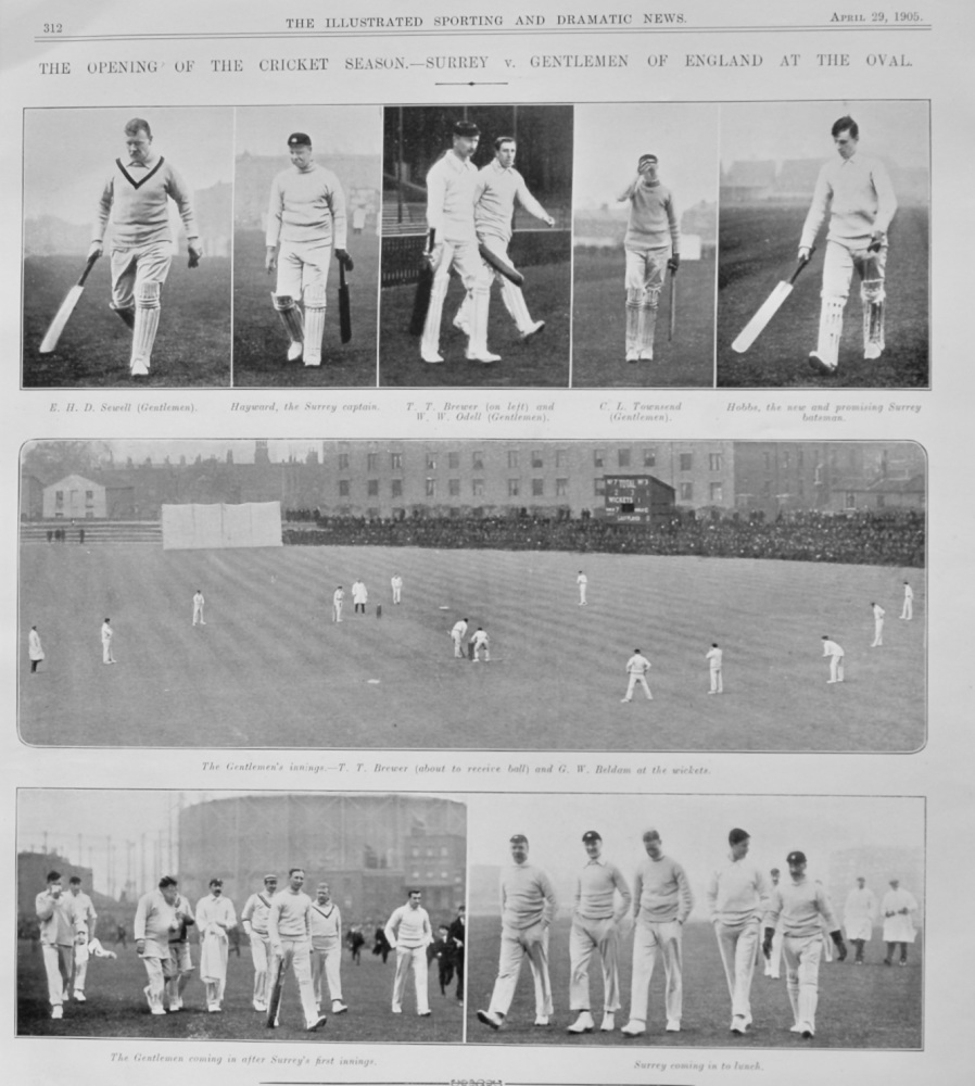 The Opening of the Cricket Season.- Surrey v. Gentlemen of England at the Oval.  1905.