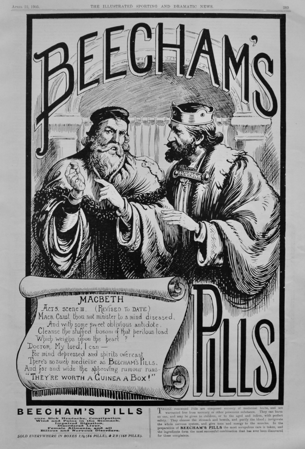 Beecham's Pills.  April 22nd, 1905.