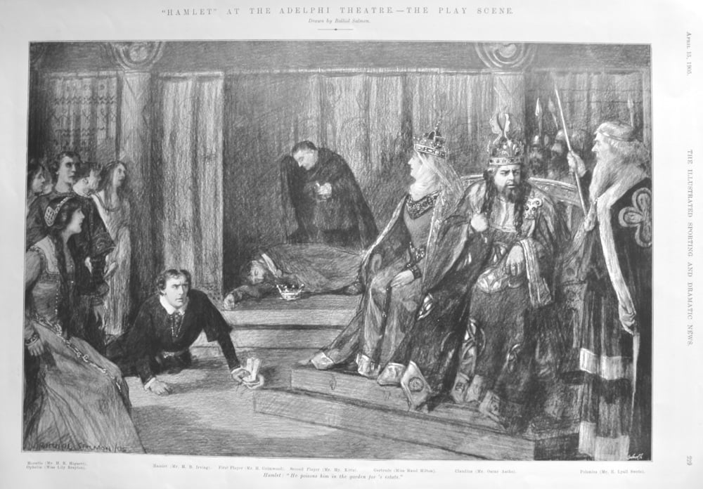 "Hamlet" at the Adelphi Theatre.- The Play Scene.  1905.