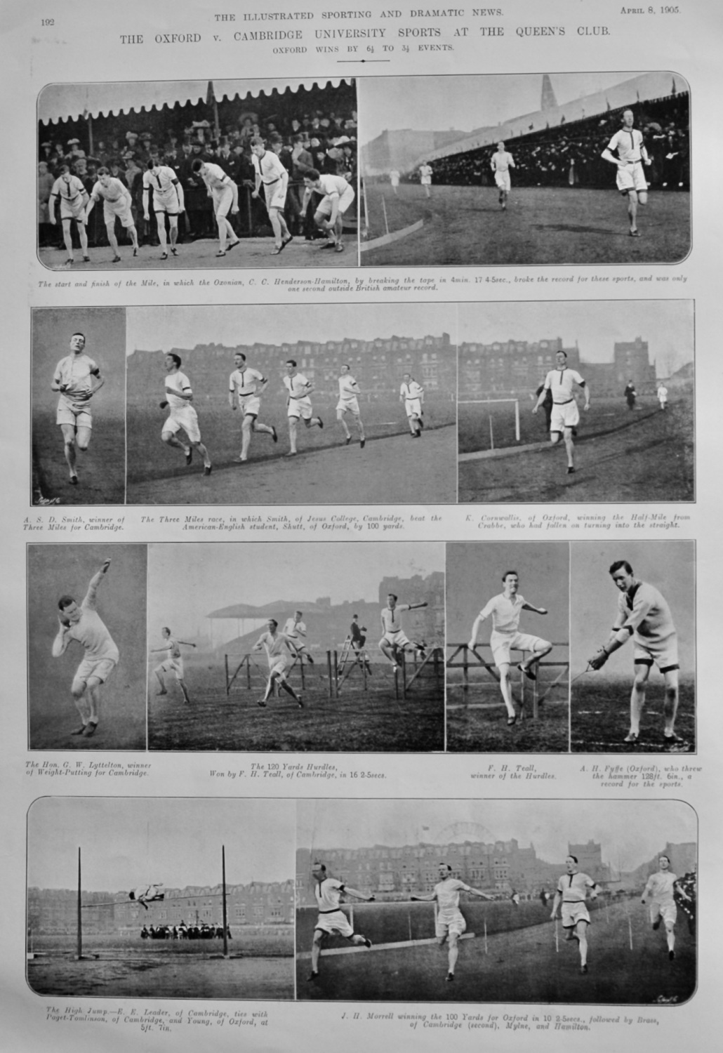 The Oxford v. Cambridge University Sports at the Queen's Club.  1905.