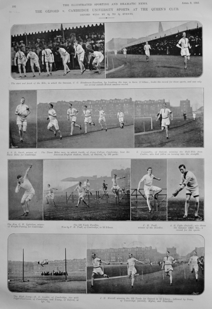 The Oxford v. Cambridge University Sports at the Queen's Club.  1905.