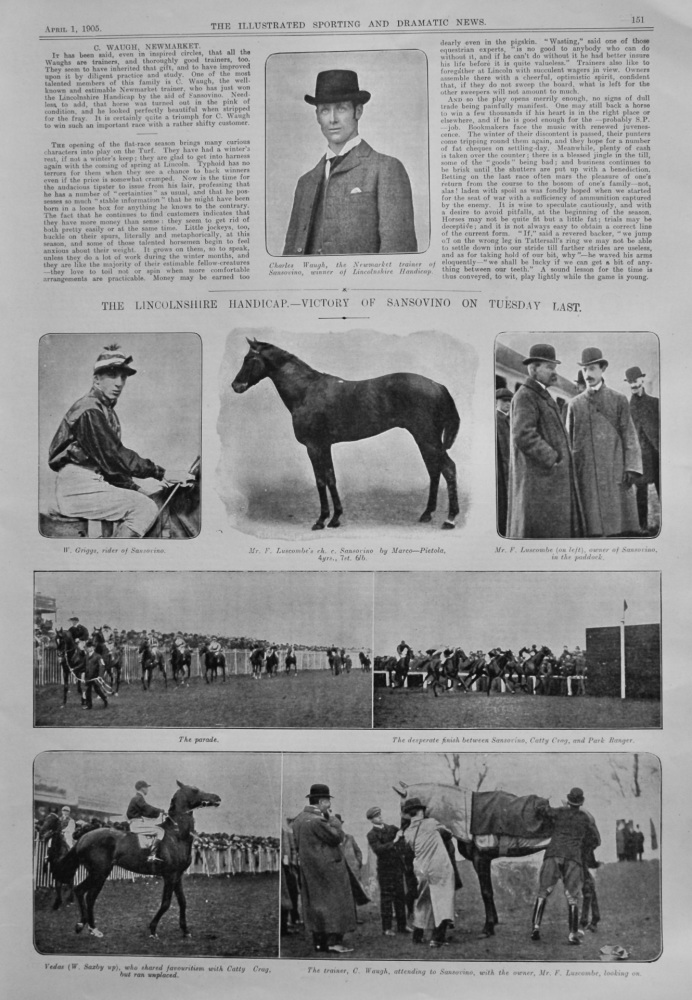 The Lincolnshire Handicap.- Victory of Sansovino on Tuesday Last.  1905.